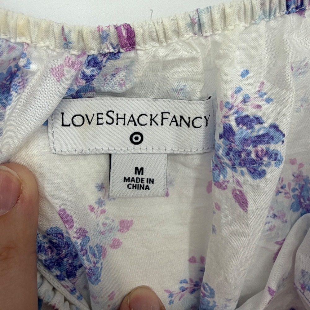 LoveShackFancy x Target Floral Smocked Maxi Dress White Blue Purple Medium - Picture 5 of 6